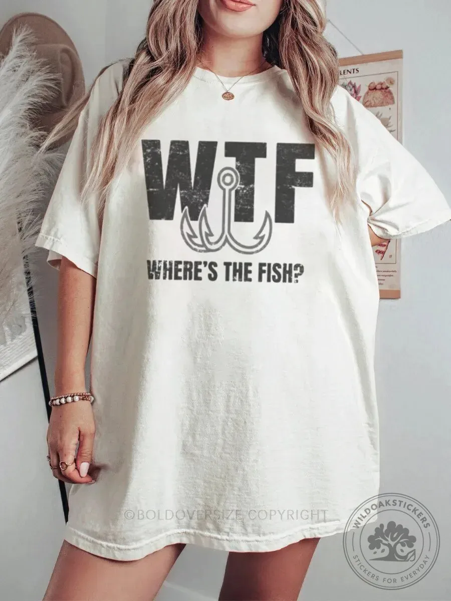 Funny Fishing Hook Where's The Fish Humorous Angler T-Shirt