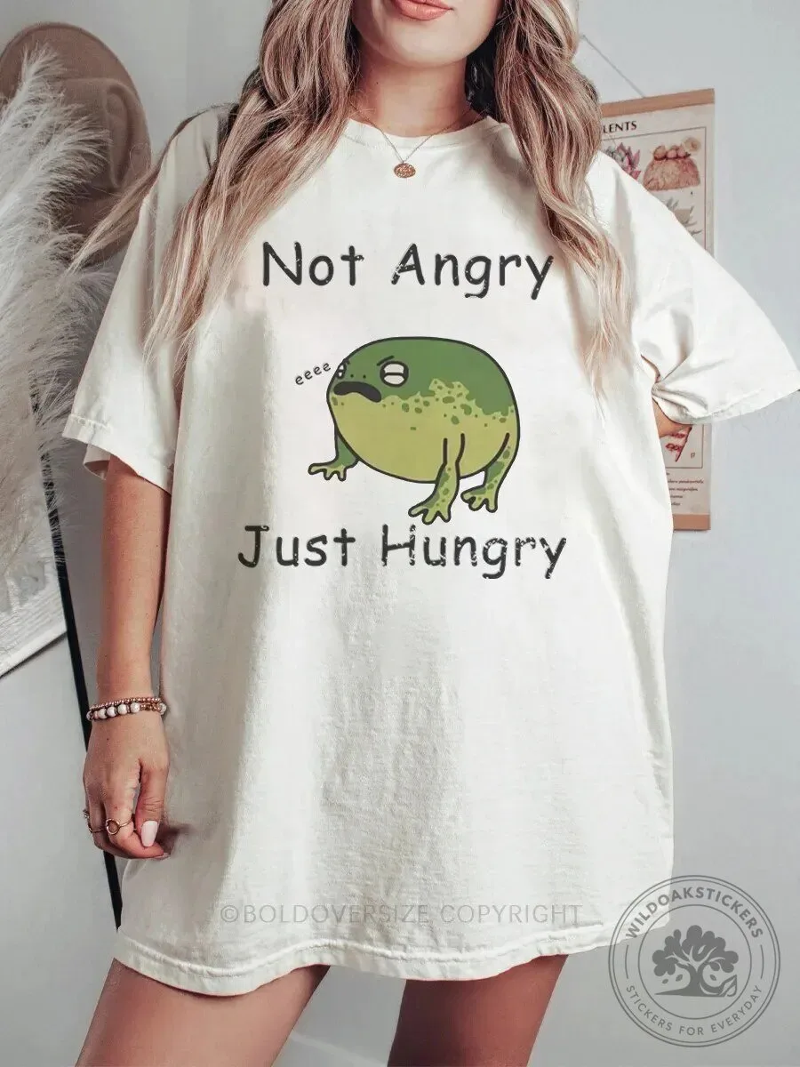 Not Angry Just Hungry Frog Meme T-Shirt