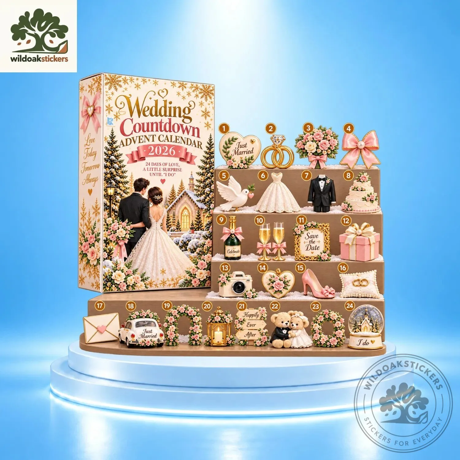 Romantic Wedding Countdown Advent Calendar 2026